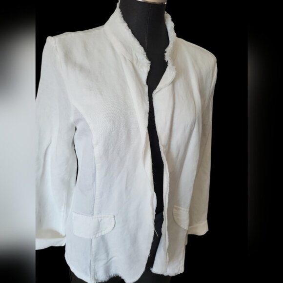 Frank Lyman White Linen Fringe Blazer New Women's Sz Medium - Picture 11 of 15
